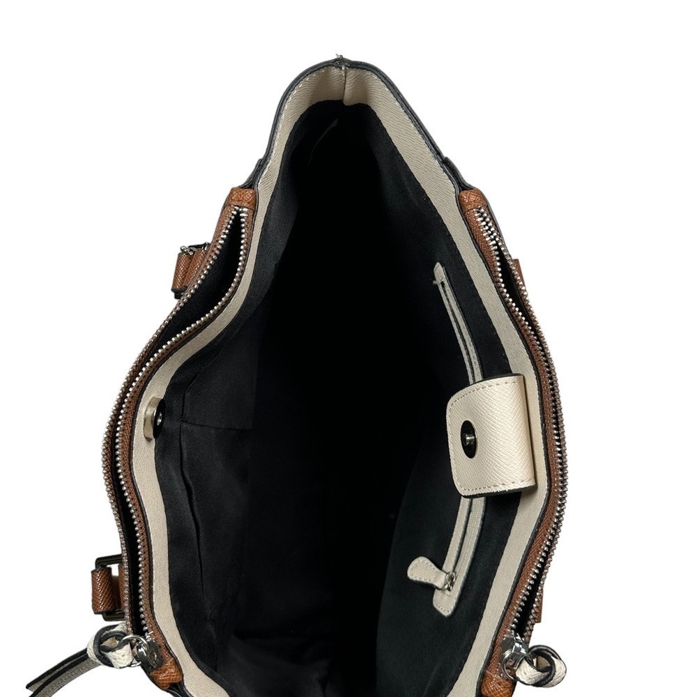 Mondani Rita Tote Satchel Brown Faux Saffiano Leather Handbag Purse - Picture 4 of 8